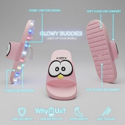 👀LED Cartoon Slippers – Vibrant Light-Up Sole & Cute Penguin Design – Flexible PVC & Easy Slip-On 🏠